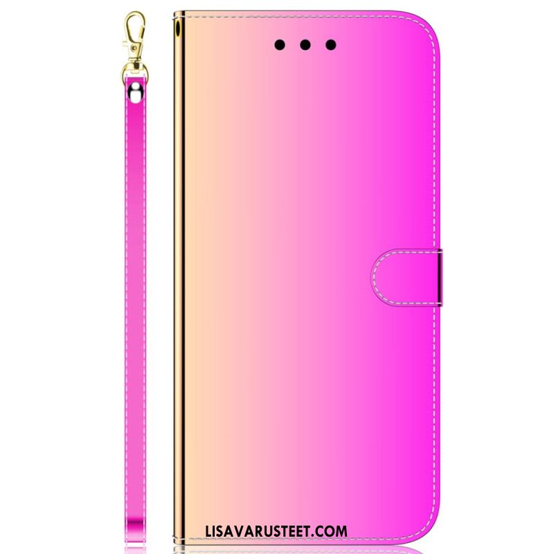 Nahkakotelo Samsung Galaxy A55 5g Peiliefekti Ja Hihna