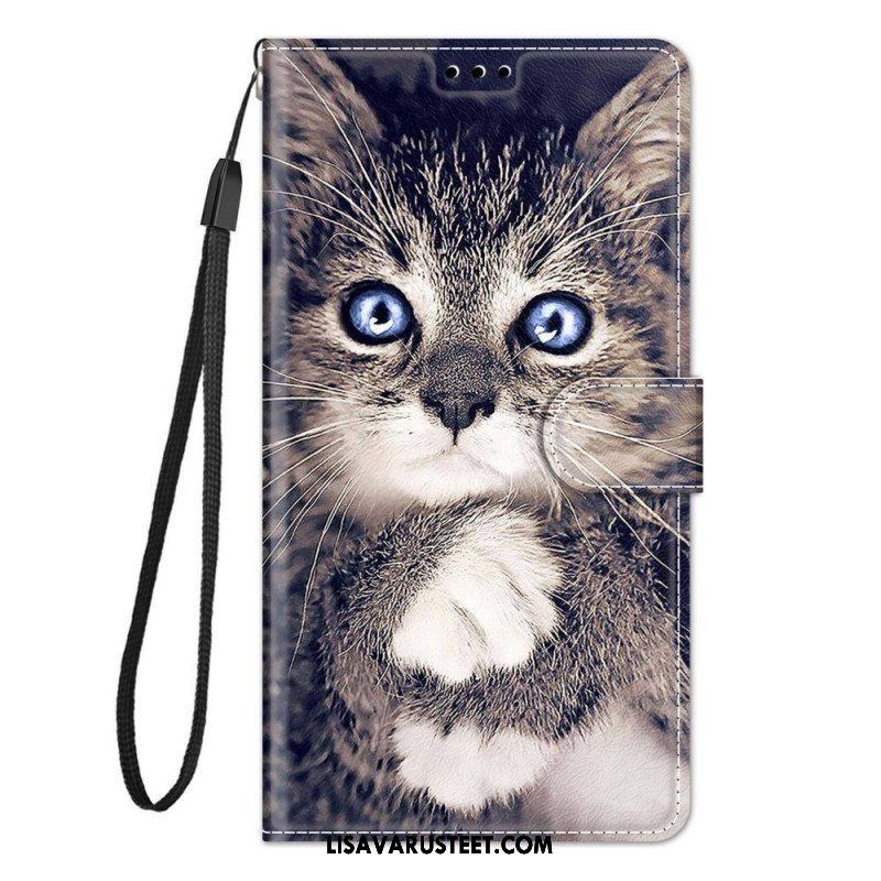 Nahkakotelo Samsung Galaxy M23 5G Suojaketju Kuori Thong Cat Fan