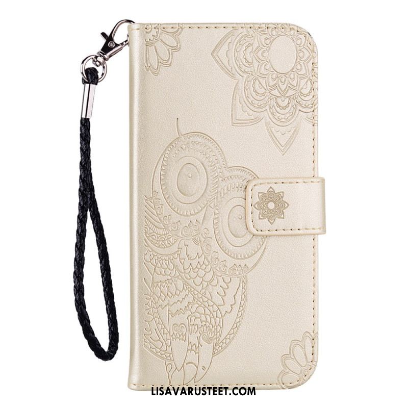 Nahkakotelo Samsung Galaxy S25 5g Edge Pöllöt Ja Hihna