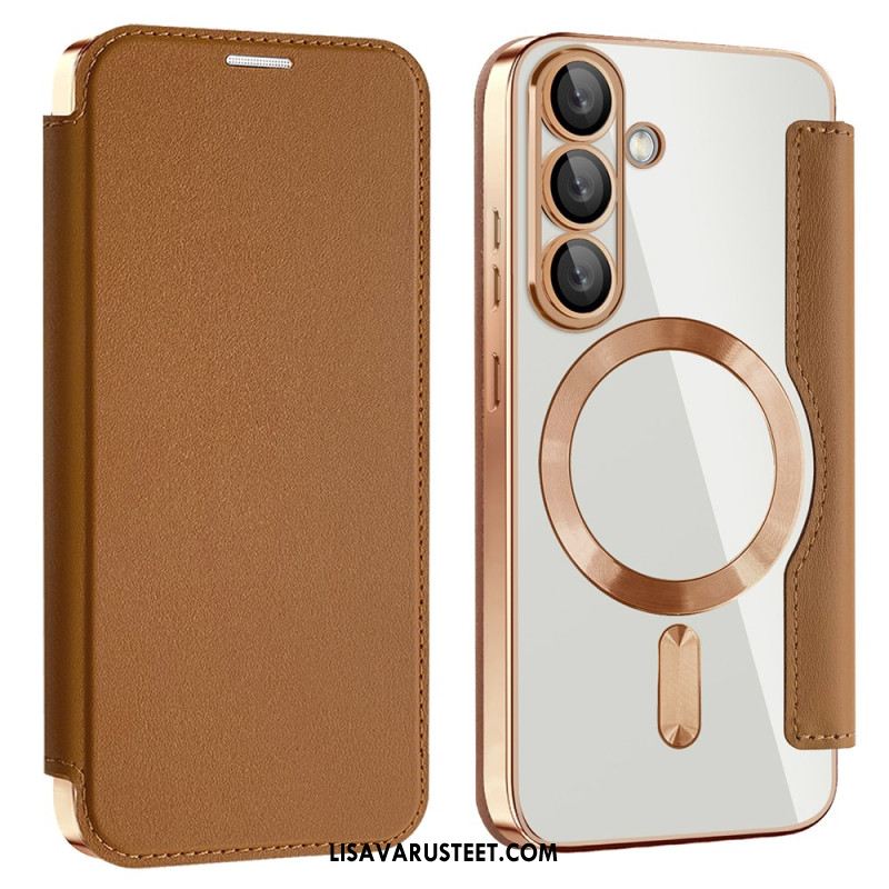 Nahkakotelo Samsung Galaxy S25 5g Nahkaefekti Yhteensopiva Magsafen Ja Rfid-suojauksen Kanssa Suojakuori