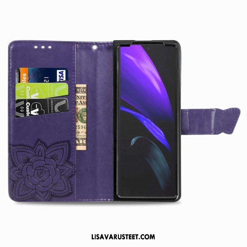 Nahkakotelo Samsung Galaxy Z Fold 4 Jättiläinen Perhonen