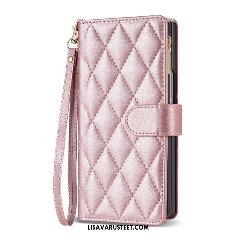 Nahkakotelo Samsung Galaxy Z Fold 7 Pehmustettu Olkahihnalla Ja Kaulanauhalla