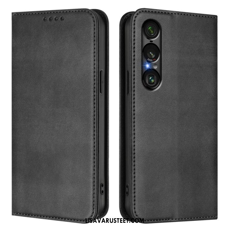 Nahkakotelo Sony Xperia 1 Vii Rfid-suojattu Retrokuvio Suojakuori