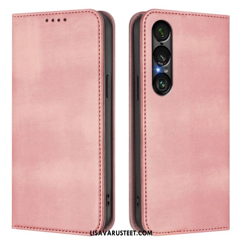 Nahkakotelo Sony Xperia 1 Vii Rfid-suojattu Retrokuvio Suojakuori