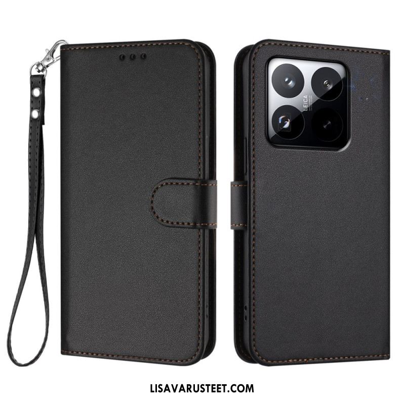 Nahkakotelo Xiaomi 15t Yksivärinen Hihnalla