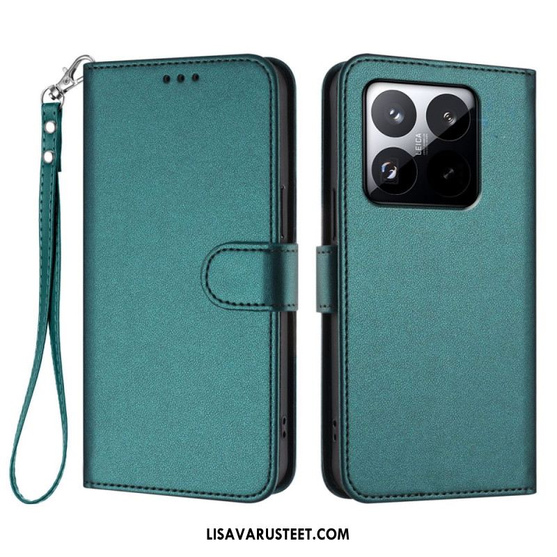 Nahkakotelo Xiaomi 15t Yksivärinen Hihnalla