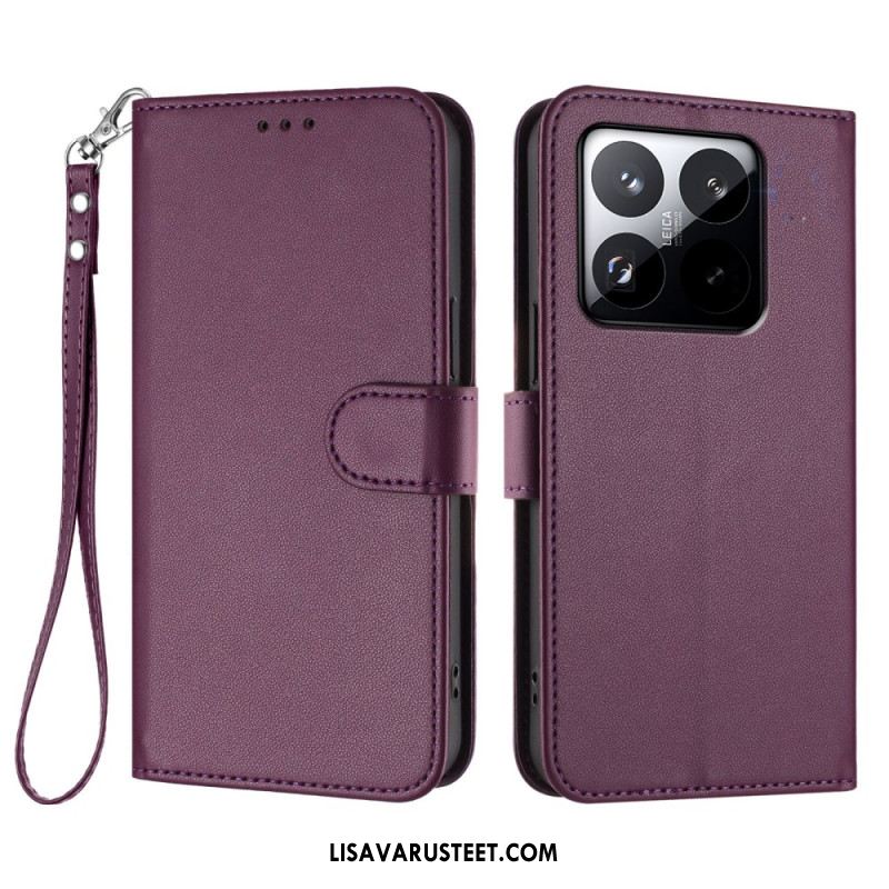 Nahkakotelo Xiaomi 15t Yksivärinen Hihnalla