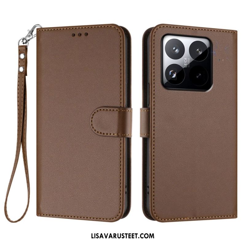 Nahkakotelo Xiaomi 15t Yksivärinen Hihnalla