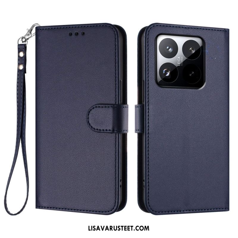 Nahkakotelo Xiaomi 15t Yksivärinen Hihnalla