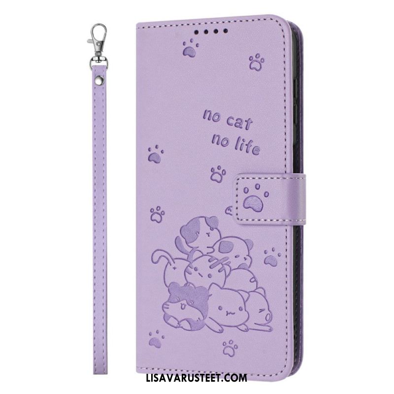 Nahkakotelo Xiaomi 17 Kissakuvio Ja Nauha