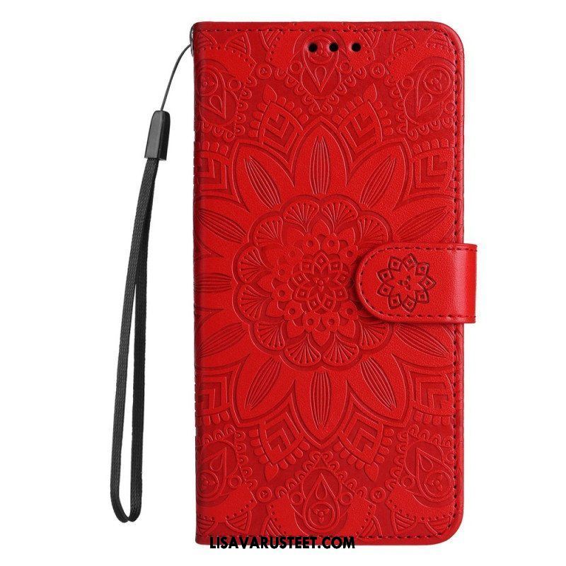 Nahkakotelo Xiaomi Redmi Note 12 5G Suojaketju Kuori Mandala-koriste Hihnalla