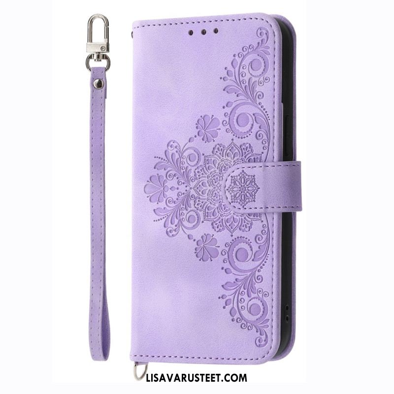 Nahkakotelo Xiaomi Redmi Note 14 4g Kukkakuvio Ja Hihnat