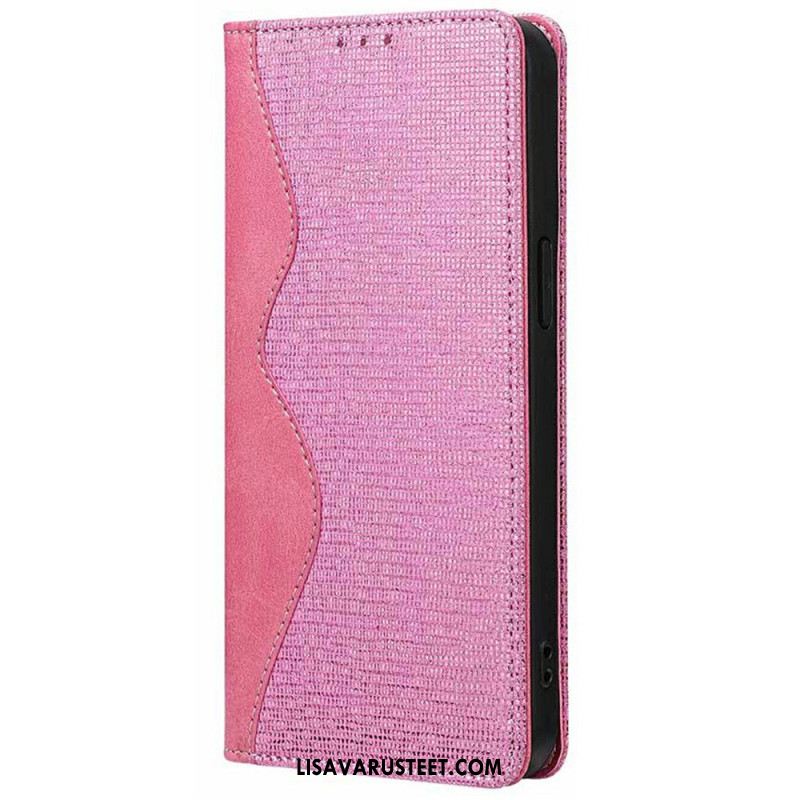 Nahkakotelo Xiaomi Redmi Note 14 5g Rfid-suojauksella Ja Aaltoilevalla Muotoilulla