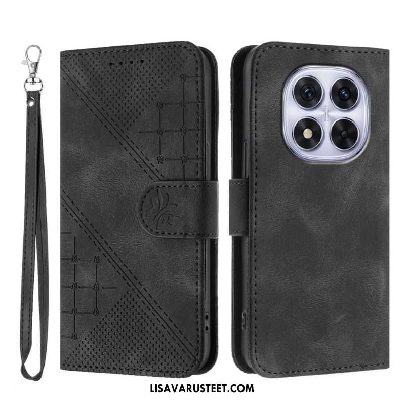 Nahkakotelo Xiaomi Redmi Note 14 Pro 4g Geometrinen Kuvio Hihnalla