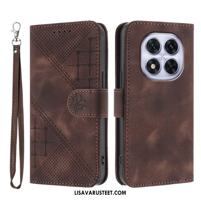 Nahkakotelo Xiaomi Redmi Note 14 Pro 4g Geometrinen Kuvio Hihnalla