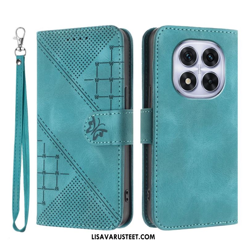 Nahkakotelo Xiaomi Redmi Note 14 Pro 4g Geometrinen Kuvio Hihnalla