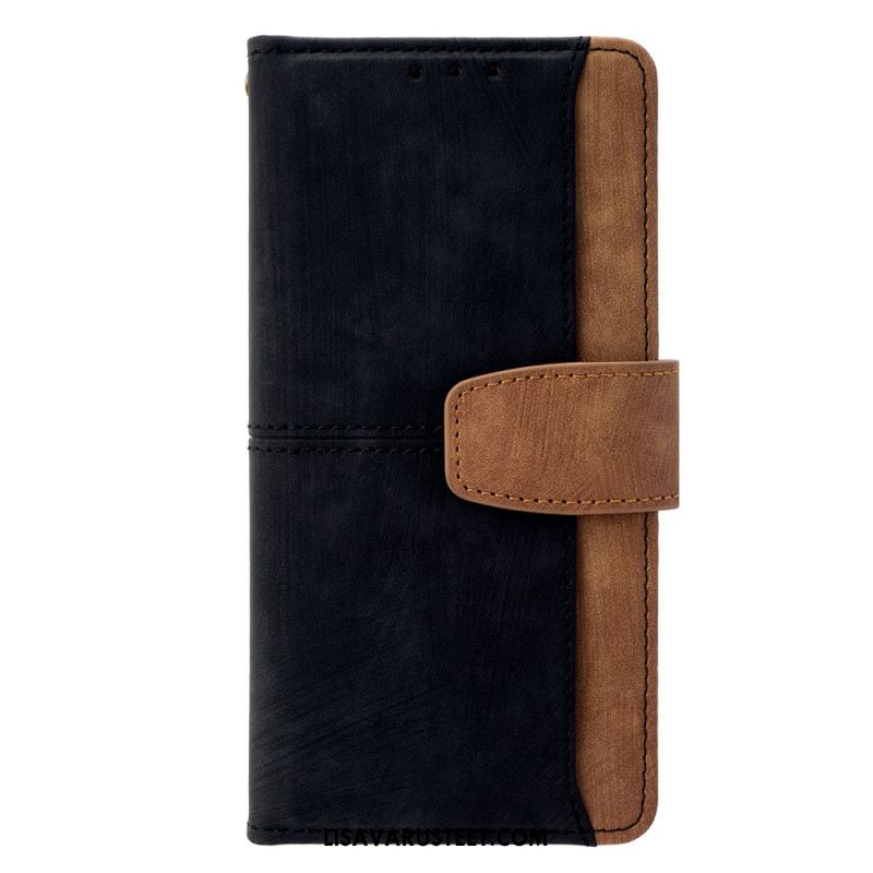 Nahkakotelo Xiaomi Redmi Note 14 Pro 4g Rfid-estävä Kaksivärinen Mokkanahkakuvio