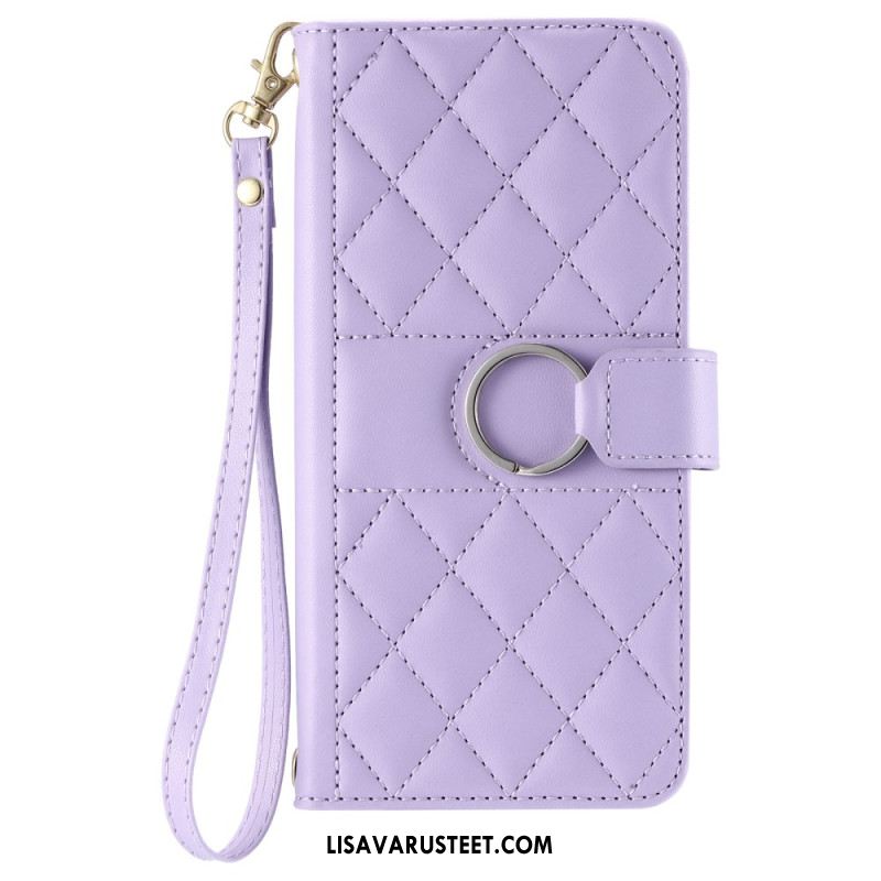 Nahkakotelo Xiaomi Redmi Note 14 Pro 5g Tikattu Hihna Ja Olkahihna