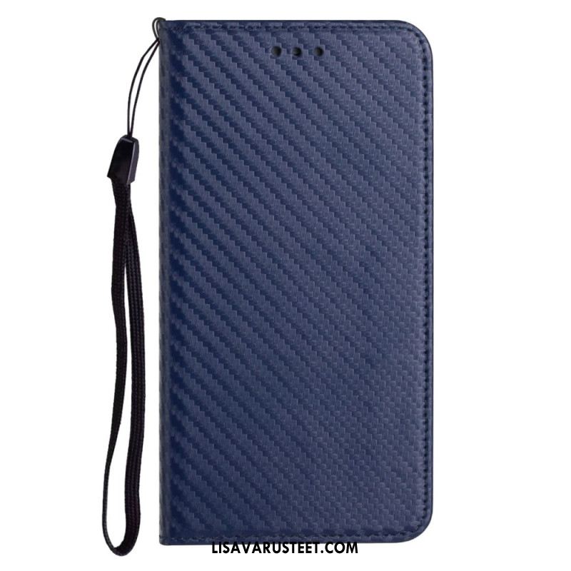 Nahkakotelo Xiaomi Redmi Note 14 Pro Plus 5g Hiilikuitu Strap-on Suojakuori