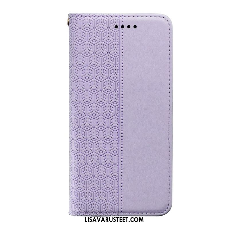 Nahkakotelo Xiaomi Redmi Note 14s Ruutukuvio Ja Hihna Suojakuori