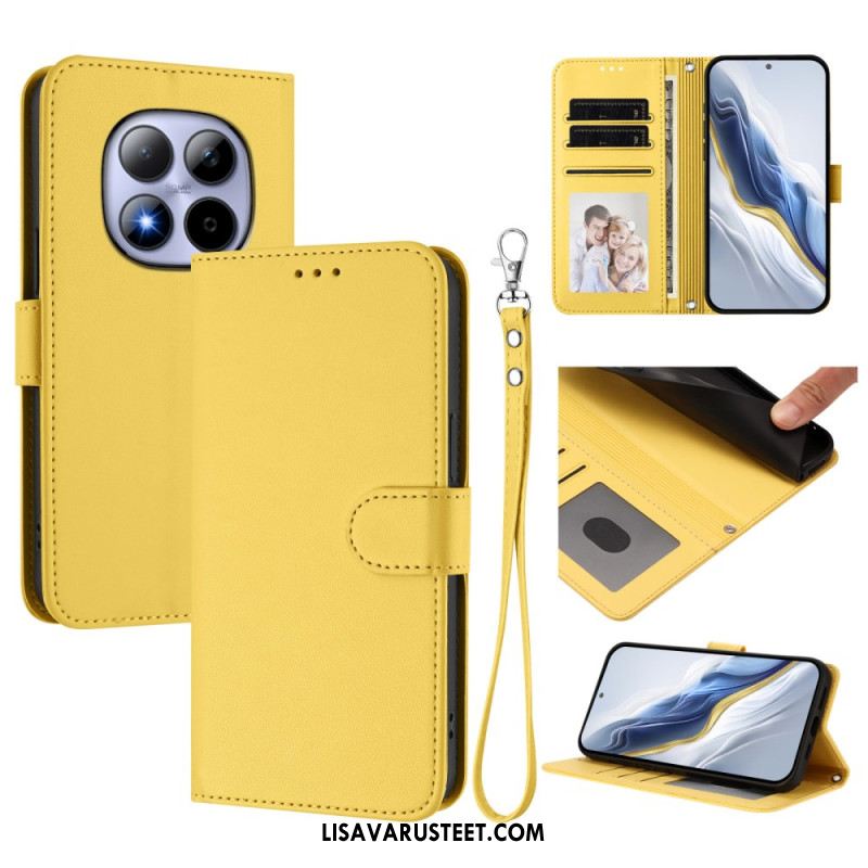 Nahkakotelo Xiaomi Redmi Note 15 Pro 5g Klassinen Hihnalla