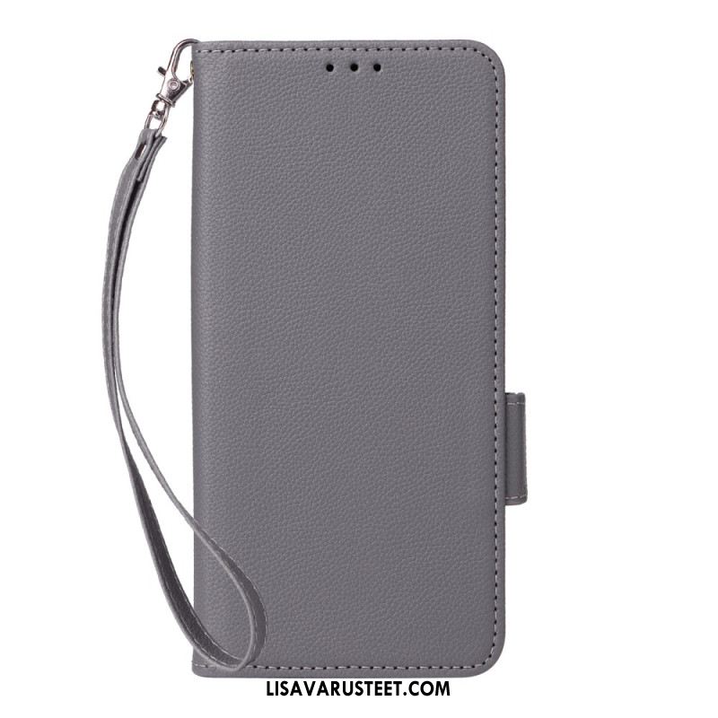 Nahkakotelo Xiaomi Redmi Note 15 Pro Plus 5g Litsi-keinonahka Hihnalla