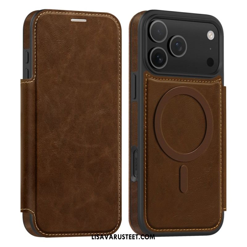 Nahkakotelo iPhone 17 Pro Max Puhelinkuoret Magsafe-yhteensopiva Rfid-korttikotelon Kanssa
