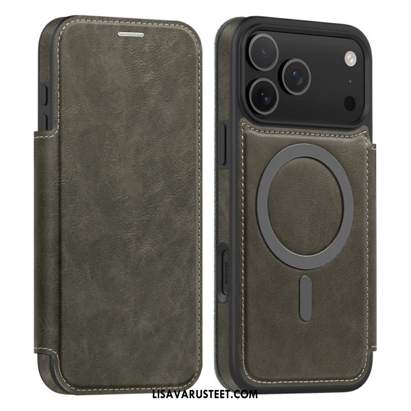 Nahkakotelo iPhone 17 Pro Max Puhelinkuoret Magsafe-yhteensopiva Rfid-korttikotelon Kanssa