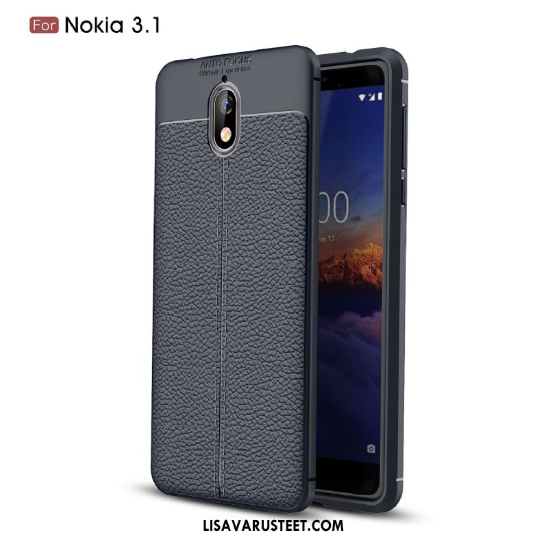 Nokia 3.1 Kuoret All Inclusive Litsi Musta Pesty Suede Puhelimen Kuori Osta