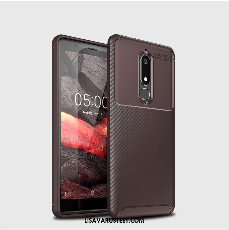 Nokia 5.1 Kuoret Kuitu Pesty Suede Kukkakuvio Kotelo All Inclusive Halvat