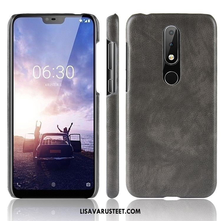 Nokia 6.1 Kuoret Kuori Musta Nahka Trendi Litsi Myynti