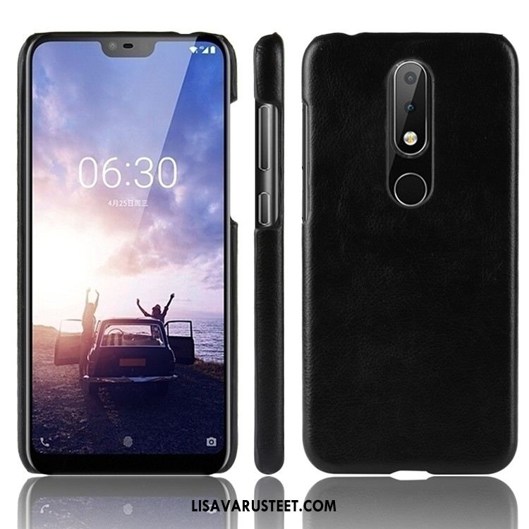 Nokia 6.1 Kuoret Kuori Musta Nahka Trendi Litsi Myynti