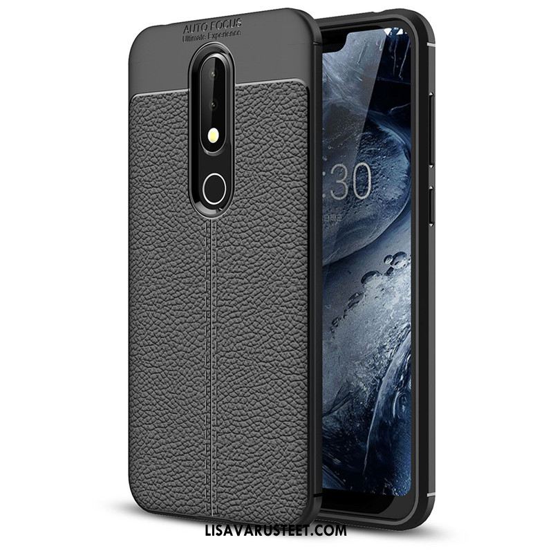 Nokia 6.1 Kuoret Musta Kukkakuvio Nahka Litsi Suojaus Kuori Halvat