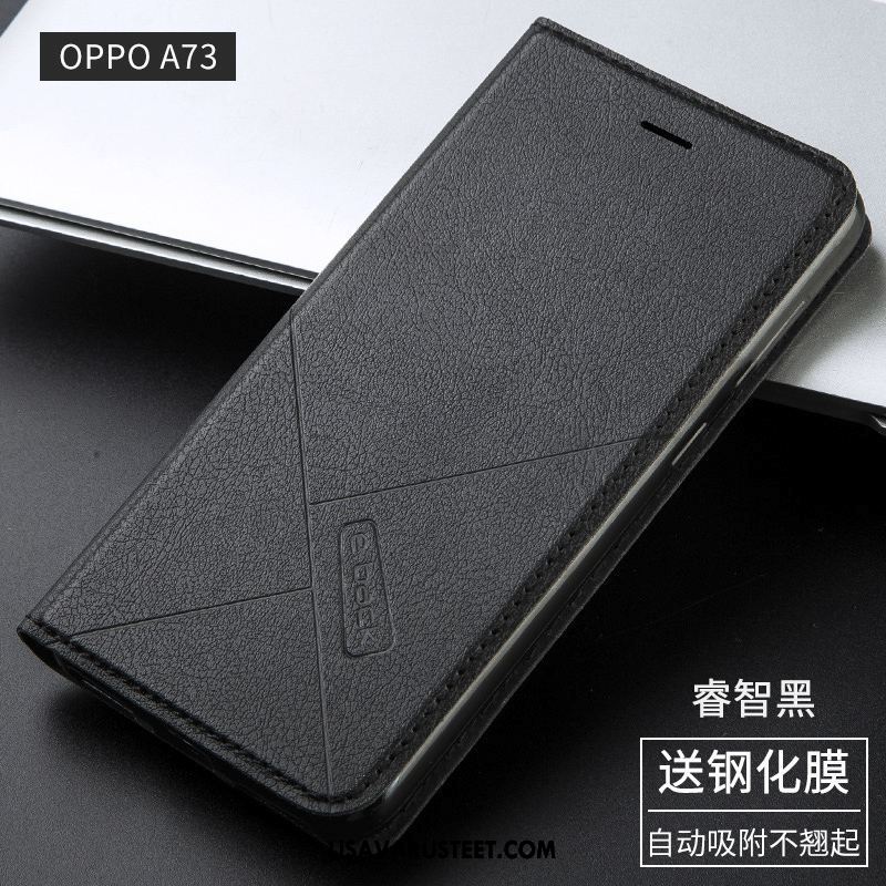 Oppo A73 Kuoret Suojaus Kotelo Musta Nahkakotelo Kuori Osta