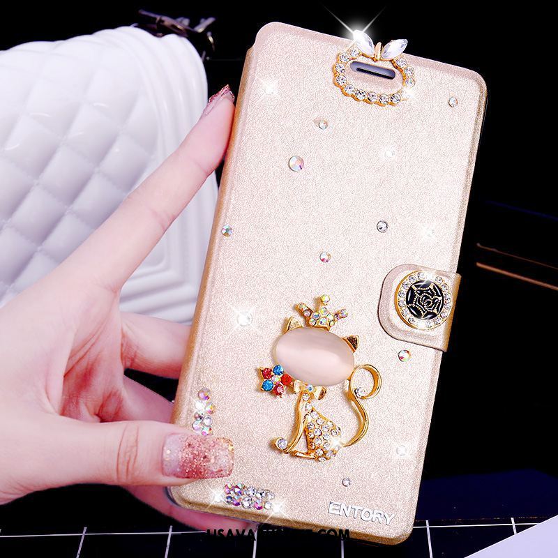 Oppo Ax5 Kuoret Punainen Puhelimen Nahkakotelo Rhinestone Inlay Kuori Verkossa