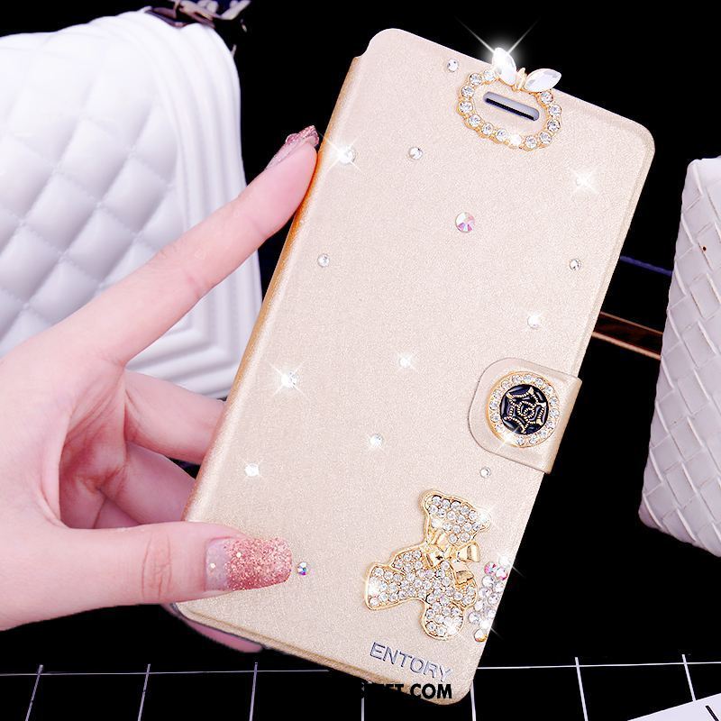 Oppo Ax5 Kuoret Punainen Puhelimen Nahkakotelo Rhinestone Inlay Kuori Verkossa