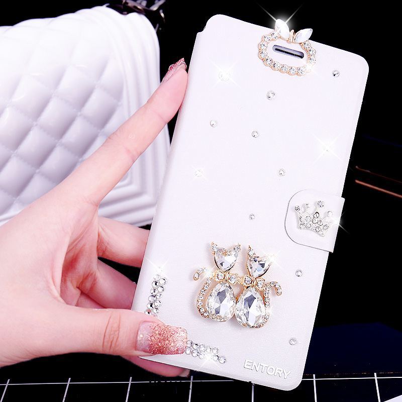 Oppo Ax5 Kuoret Punainen Puhelimen Nahkakotelo Rhinestone Inlay Kuori Verkossa