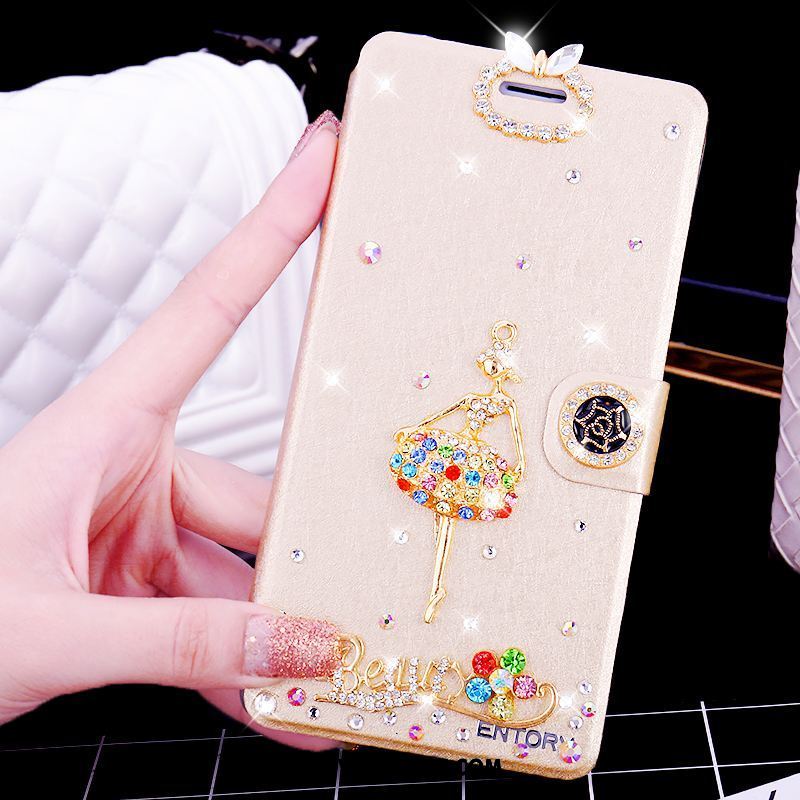 Oppo Ax5 Kuoret Punainen Puhelimen Nahkakotelo Rhinestone Inlay Kuori Verkossa