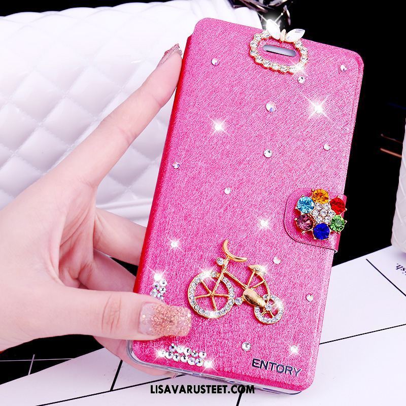 Oppo Ax5 Kuoret Punainen Puhelimen Nahkakotelo Rhinestone Inlay Kuori Verkossa