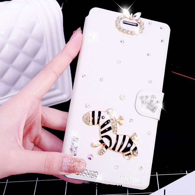 Oppo Ax5 Kuoret Punainen Puhelimen Nahkakotelo Rhinestone Inlay Kuori Verkossa