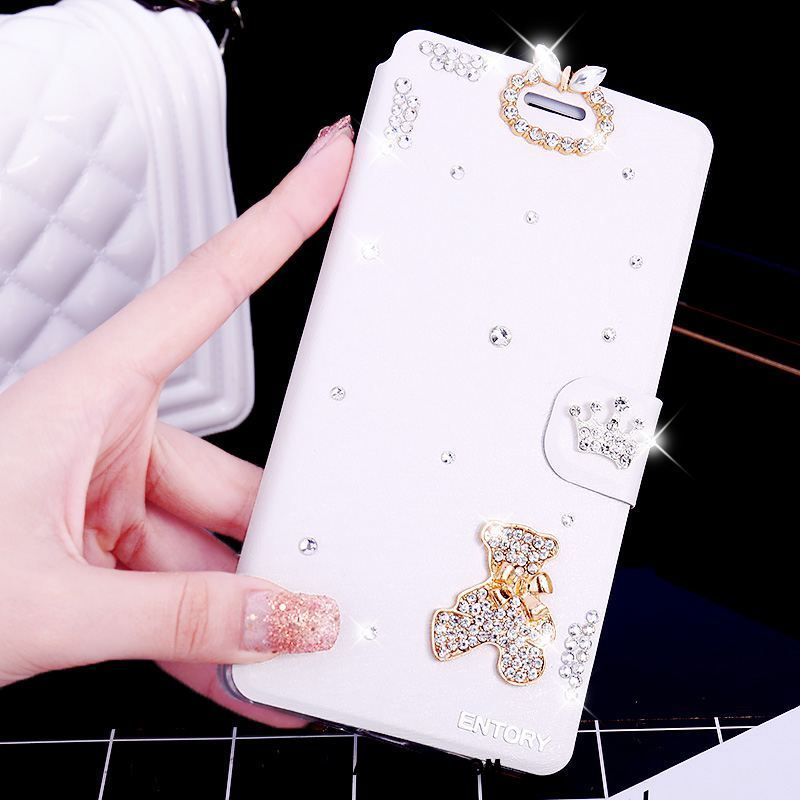 Oppo Ax5 Kuoret Punainen Puhelimen Nahkakotelo Rhinestone Inlay Kuori Verkossa