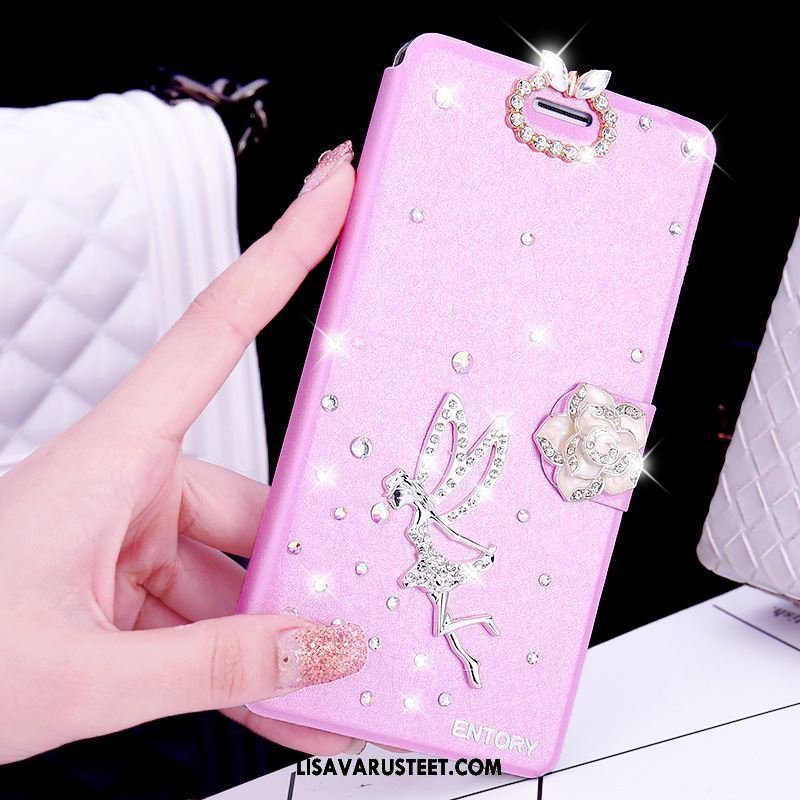 Oppo Ax5 Kuoret Punainen Puhelimen Nahkakotelo Rhinestone Inlay Kuori Verkossa