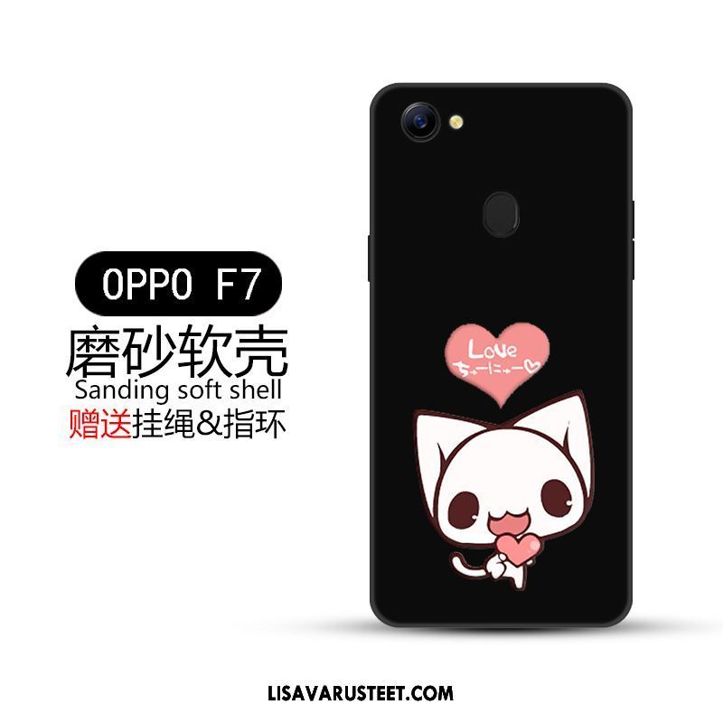 Oppo F7 Kuoret Luova Musta Kotelo Murtumaton Pesty Suede Kuori Verkossa