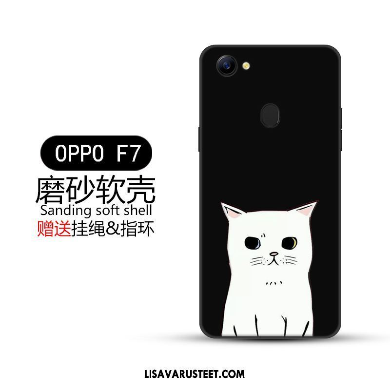 Oppo F7 Kuoret Luova Musta Kotelo Murtumaton Pesty Suede Kuori Verkossa