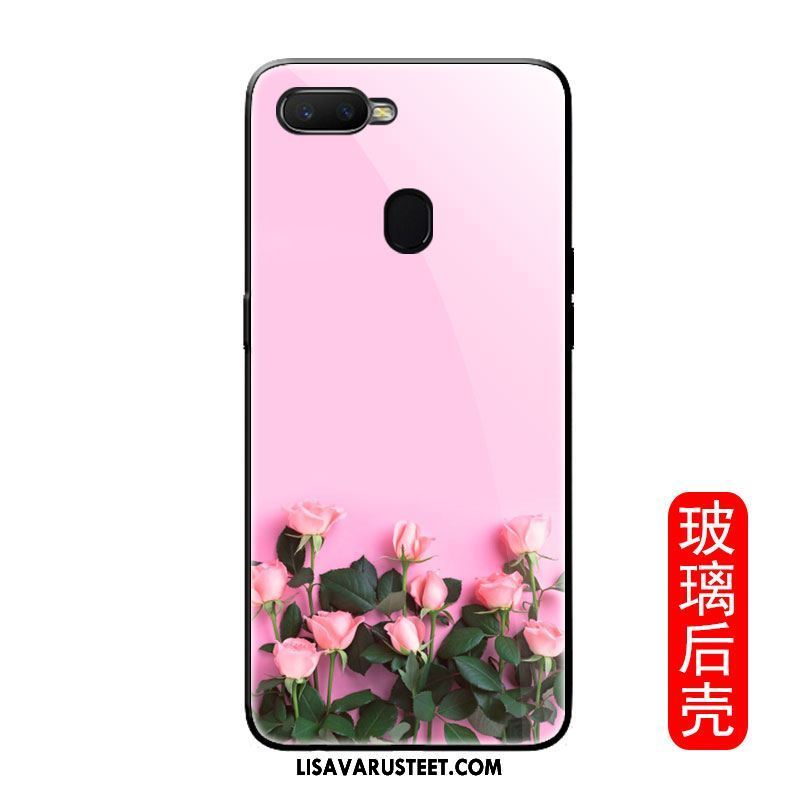 Oppo F9 Kuoret Kotelo Pinkki Murtumaton Lasi Kukka Halpa