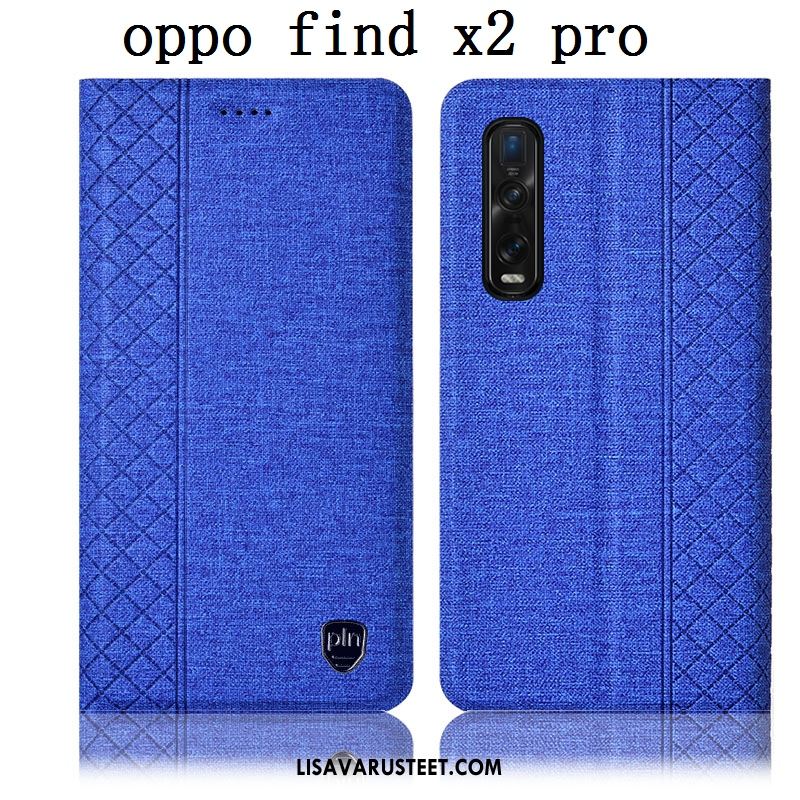 Oppo Find X2 Pro Kuoret Puhelimen Nahkakotelo Sininen Pellava Murtumaton Kauppa