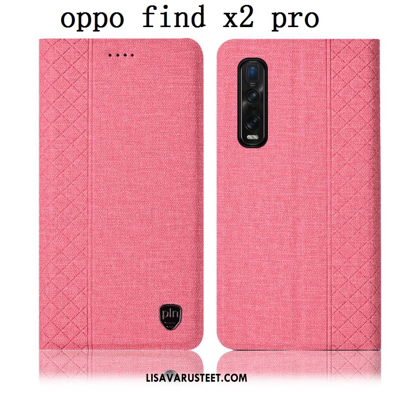 Oppo Find X2 Pro Kuoret Puhelimen Nahkakotelo Sininen Pellava Murtumaton Kauppa