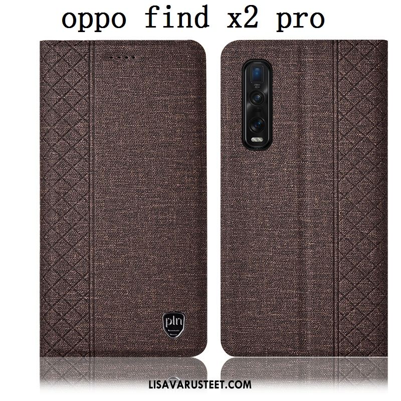 Oppo Find X2 Pro Kuoret Puhelimen Nahkakotelo Sininen Pellava Murtumaton Kauppa