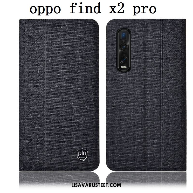 Oppo Find X2 Pro Kuoret Puhelimen Nahkakotelo Sininen Pellava Murtumaton Kauppa