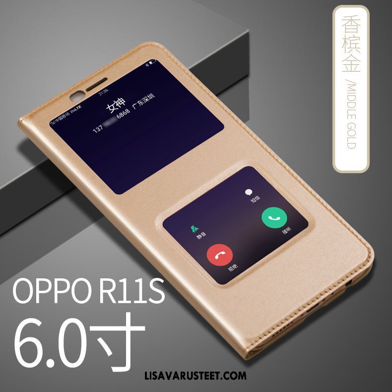 Oppo R11s Kuoret Kotelo Murtumaton Kulta Nahkakotelo Kuori Myynti